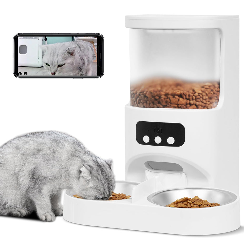 Smart Dual-Cat Feeder with HD Camera and Night Vision